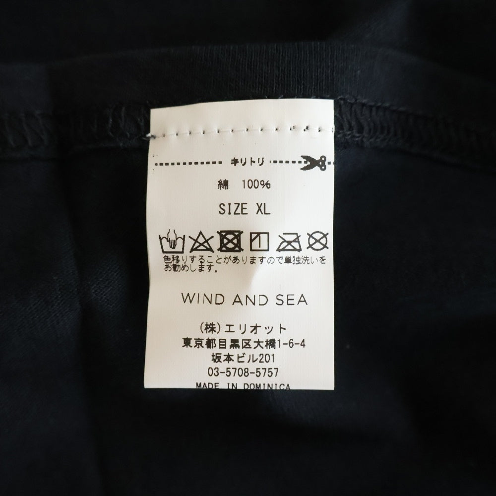 WIND AND SEA(ウィンダンシー) SEATOMO-DLM TEE ロゴ刺繍 クルーネック 半袖Tシャツ カットソー ブラック WDS-CS-301