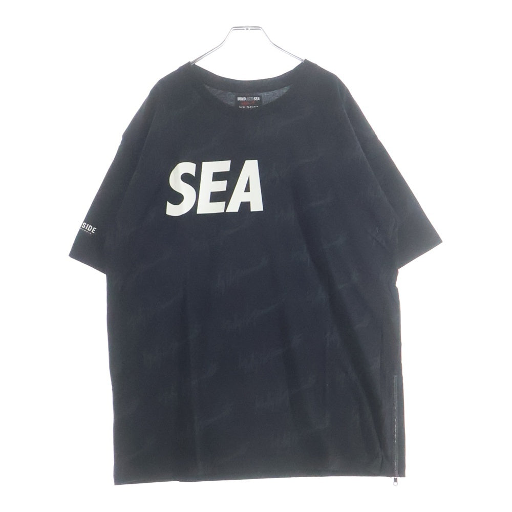 WIND AND SEA(ウィンダンシー) 22AW × ワイルドサイド ヨウジヤマモト モノグラム ロゴプリント 総柄 半袖Tシャツ カットソー ブラック WS-22WSTE-02