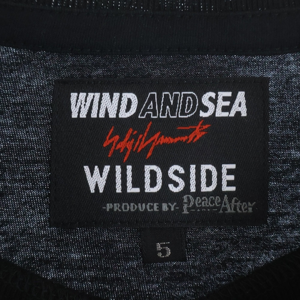 WIND AND SEA(ウィンダンシー) 22AW × ワイルドサイド ヨウジヤマモト モノグラム ロゴプリント 総柄 半袖Tシャツ カットソー ブラック WS-22WSTE-02