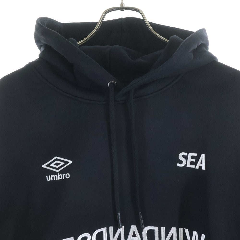 WIND AND SEA(ウィンダンシー) 23SS ×UMBRO LOGO EMBROIDERY HOODIE アンブロ ロゴ刺繍 スウェット プルオーバーパーカー フーディ ブラック WDS-UMB-03