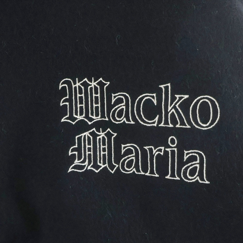 WACKO MARIA(ワコマリア) 24SS LEATHER VARSITY JACKET 袖レザー切替 ウール バーシティジャケット スタジャン ブルゾン ブラック/ホワイト 24SSE-WMO-BL03