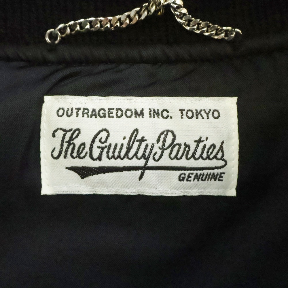 WACKO MARIA(ワコマリア) 24SS LEATHER VARSITY JACKET 袖レザー切替 ウール バーシティジャケット スタジャン ブルゾン ブラック/ホワイト 24SSE-WMO-BL03
