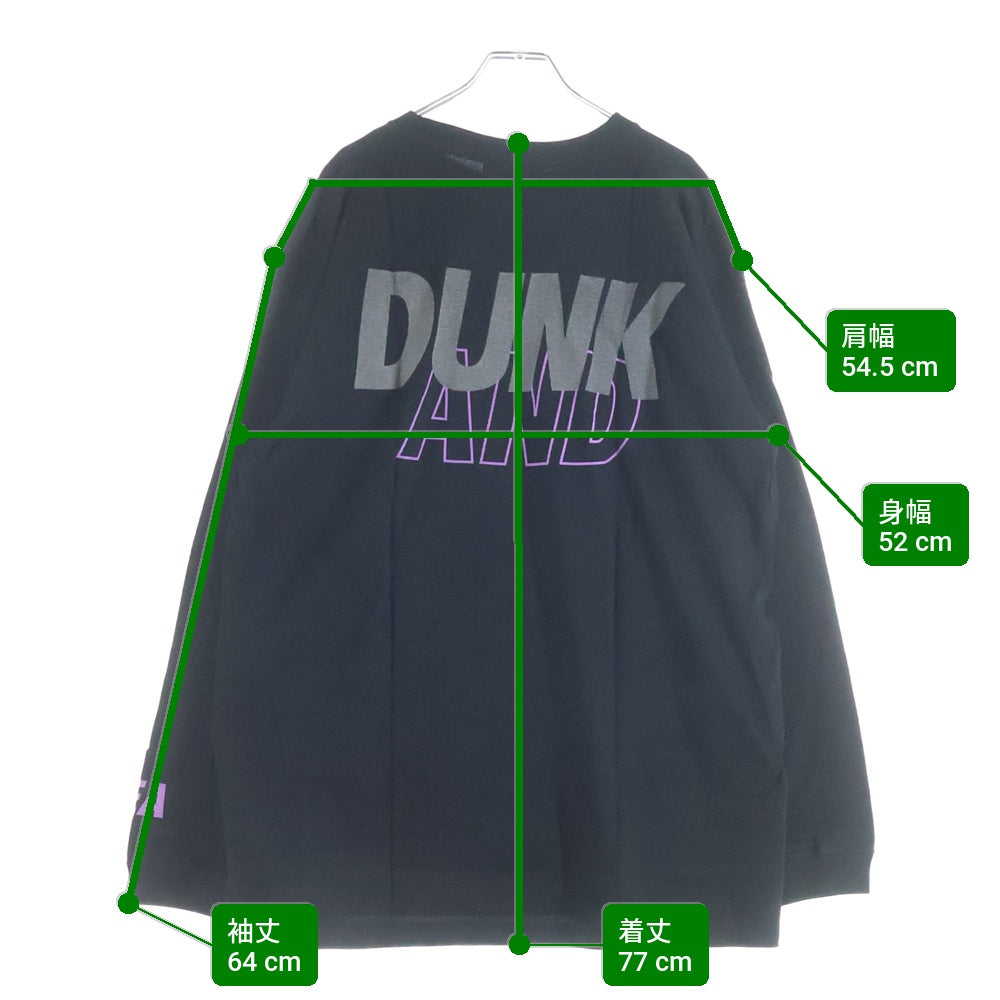 WIND AND SEA(ウィンダンシー) ×SNKR DUNK L/S TEE スニーカーダンク ロゴプリント クルーネック 長袖Tシャツ カットソー ブラック WDS-SNKR-2-06