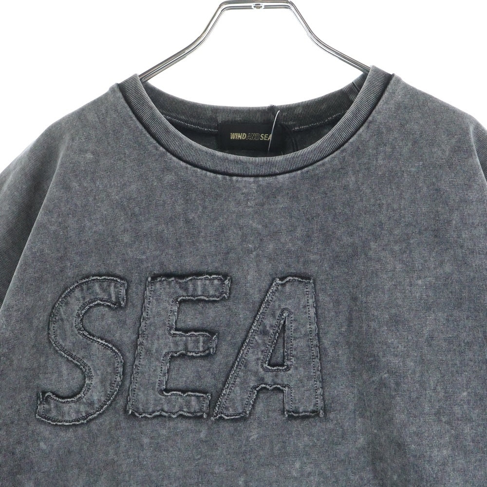 WIND AND SEA(ウィンダンシー) 24SS HIGH SULFER S/S TEE ハイサルファー加工 ロゴ刺繍 半袖Tシャツ カットソー グレー WDS-O-SIG-24-Q4-CS-02