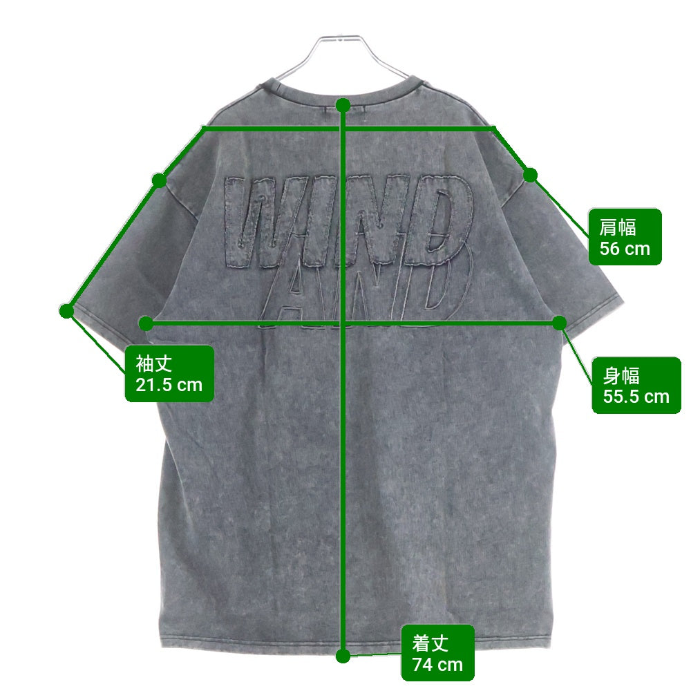 WIND AND SEA(ウィンダンシー) 24SS HIGH SULFER S/S TEE ハイサルファー加工 ロゴ刺繍 半袖Tシャツ カットソー グレー WDS-O-SIG-24-Q4-CS-02