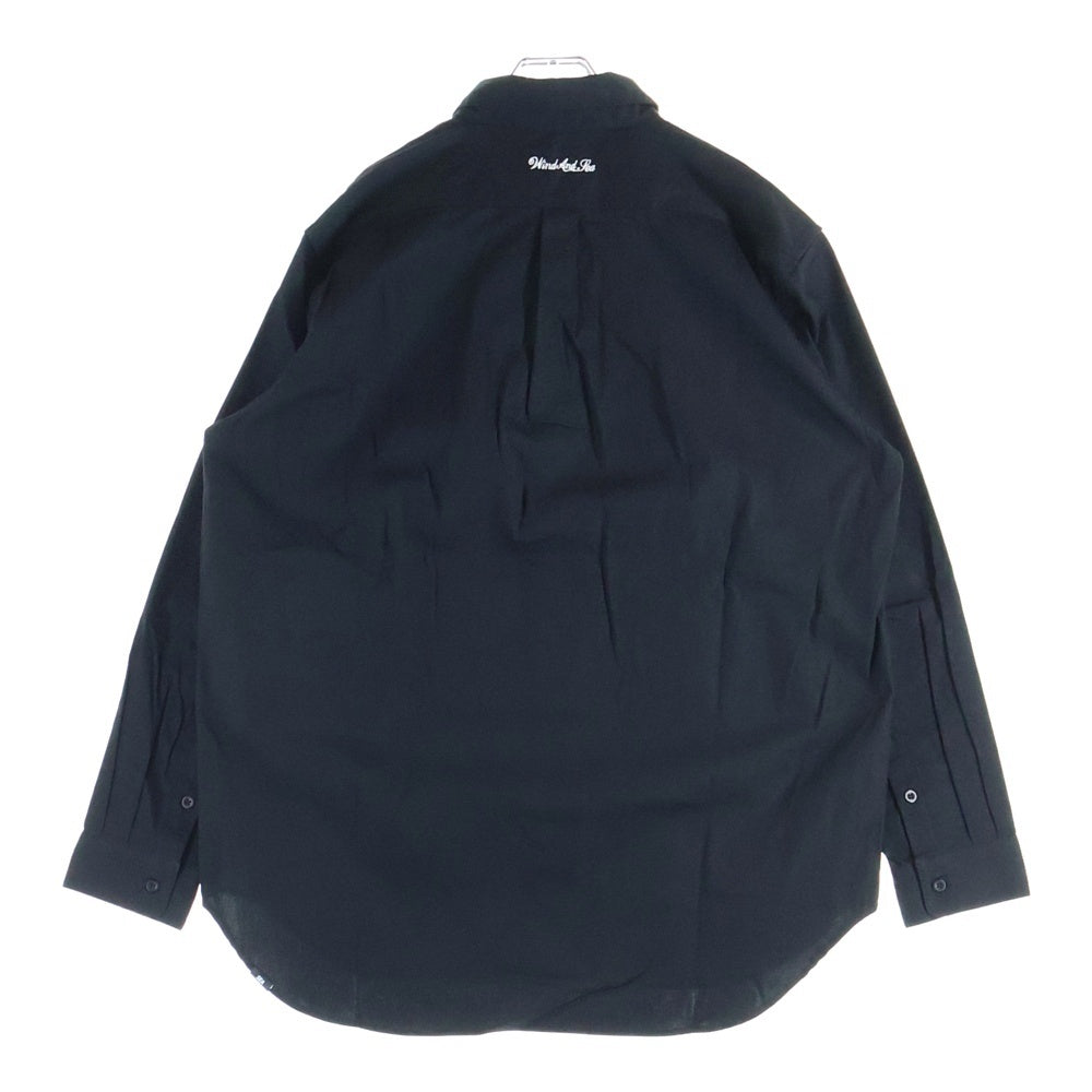WIND AND SEA(ウィンダンシー) REGULAR COLLAR SHIRT 刺繍 レギュラーカラー コットン 長袖シャツ ブラック WDS-SH-15