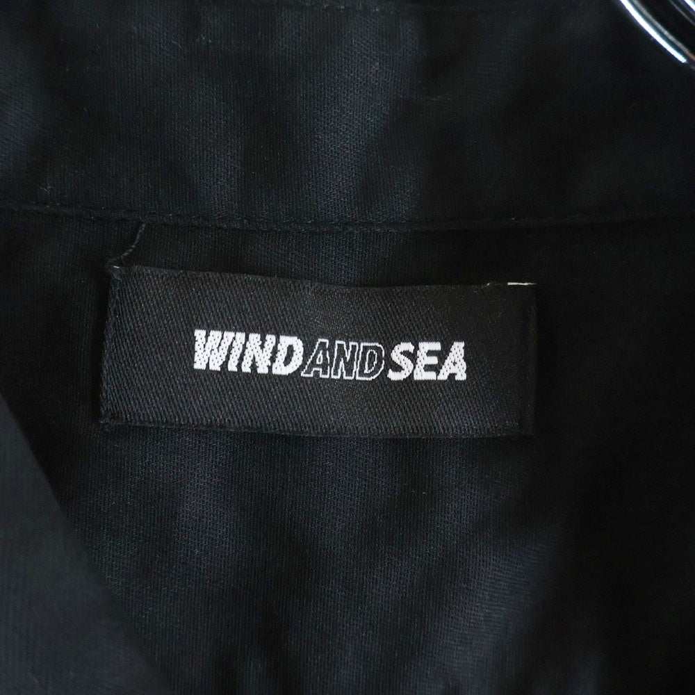 WIND AND SEA(ウィンダンシー) REGULAR COLLAR SHIRT 刺繍 レギュラーカラー コットン 長袖シャツ ブラック WDS-SH-15