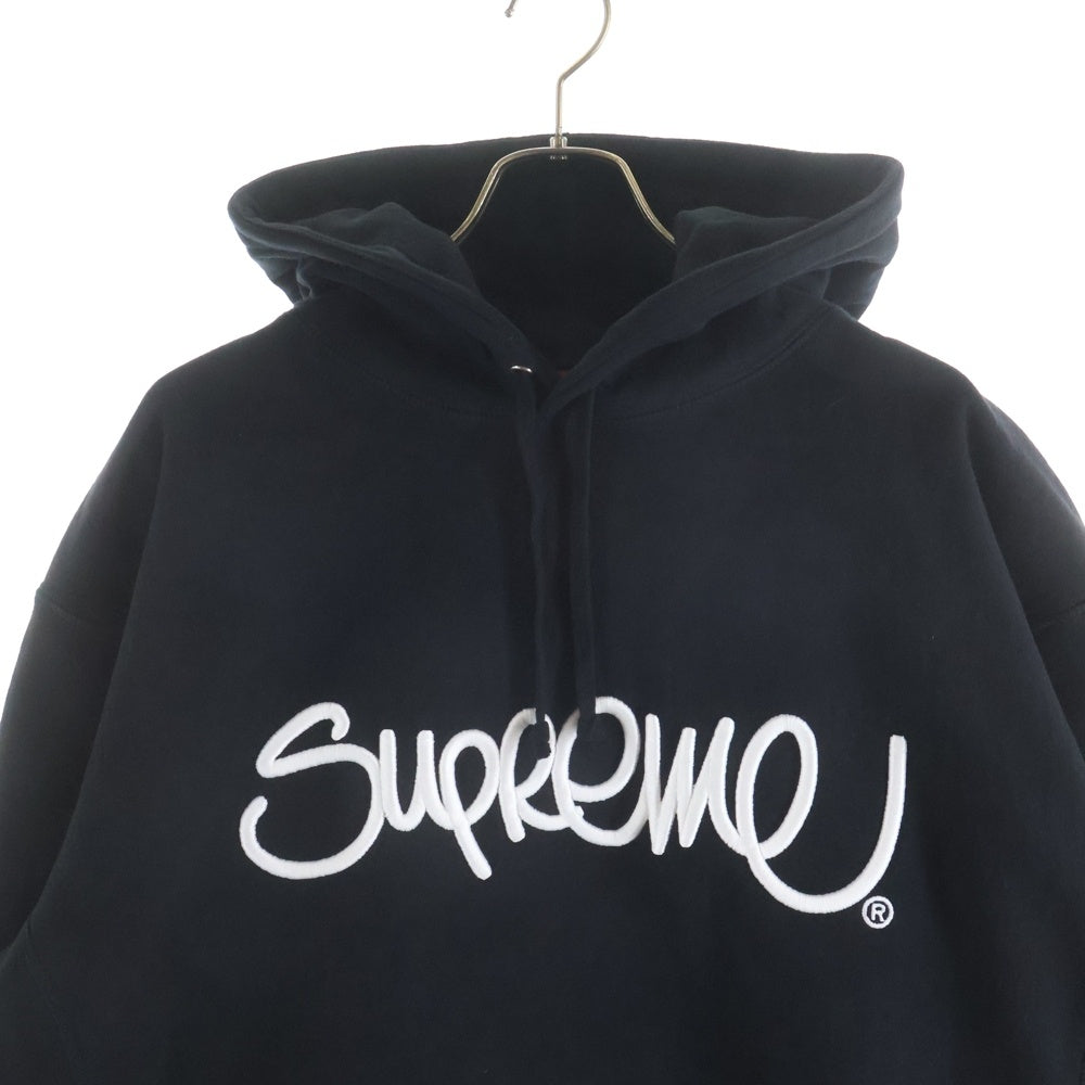 SUPREME(シュプリーム) 22SS Raised Handstyle Hooded Sweatshirt レイズドハンドスタイルロゴ 刺繍 スウェット プルオーバーパーカー フーディ ブラック