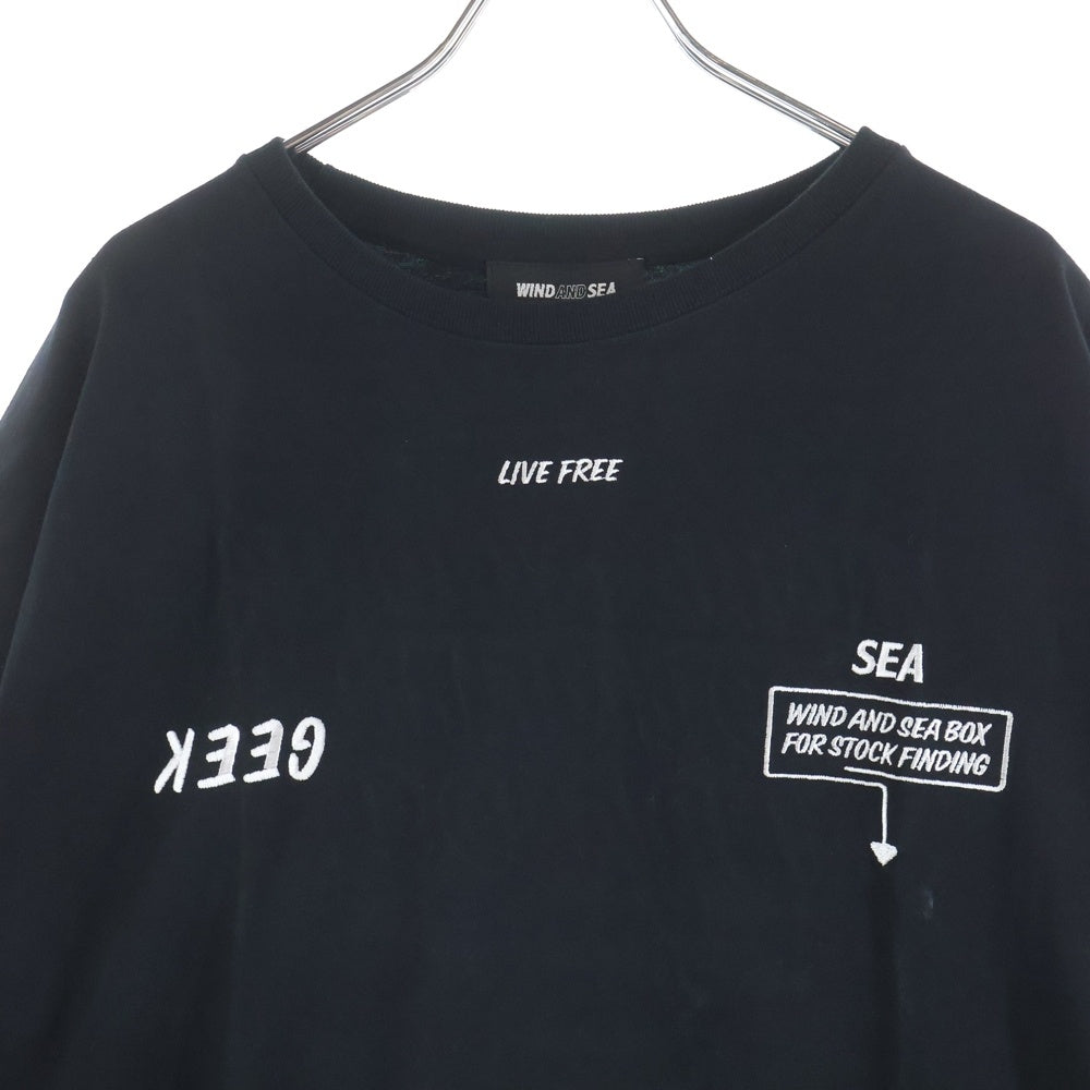 WIND AND SEA(ウィンダンシー) ×GEEK ARCVBX HOME WORK TEE ロゴ刺繍 クルーネック 半袖Tシャツ カットソー ブラック WDS-ARCVBX-35