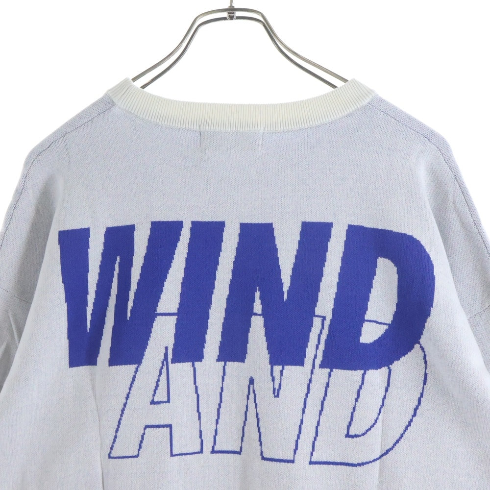 WIND AND SEA(ウィンダンシー) 23SS SILK_BLEND KNIT ロゴジャガード シルクブレンド ニット セーター ホワイト/ブルー WDS-O-SEA-23-Q3-KN-01