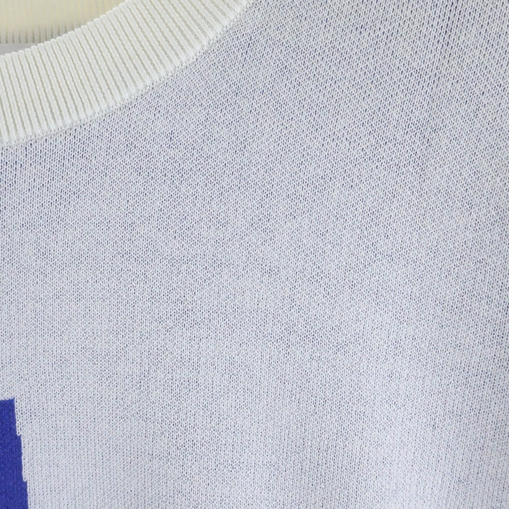 WIND AND SEA(ウィンダンシー) 23SS SILK_BLEND KNIT ロゴジャガード シルクブレンド ニット セーター ホワイト/ブルー WDS-O-SEA-23-Q3-KN-01