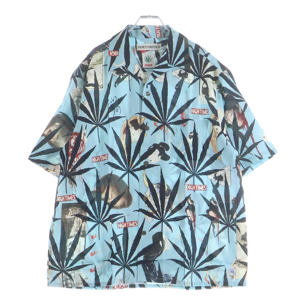 WACKO MARIA(ワコマリア) 24SS ×HIGHTIMES S/S HAWAIIAN SHIRT TYPE 2 ハイタイムズ ハワイアン 総柄 レーヨン 半袖アロハシャツ ブルー HIGHTIMESーWM-HI06
