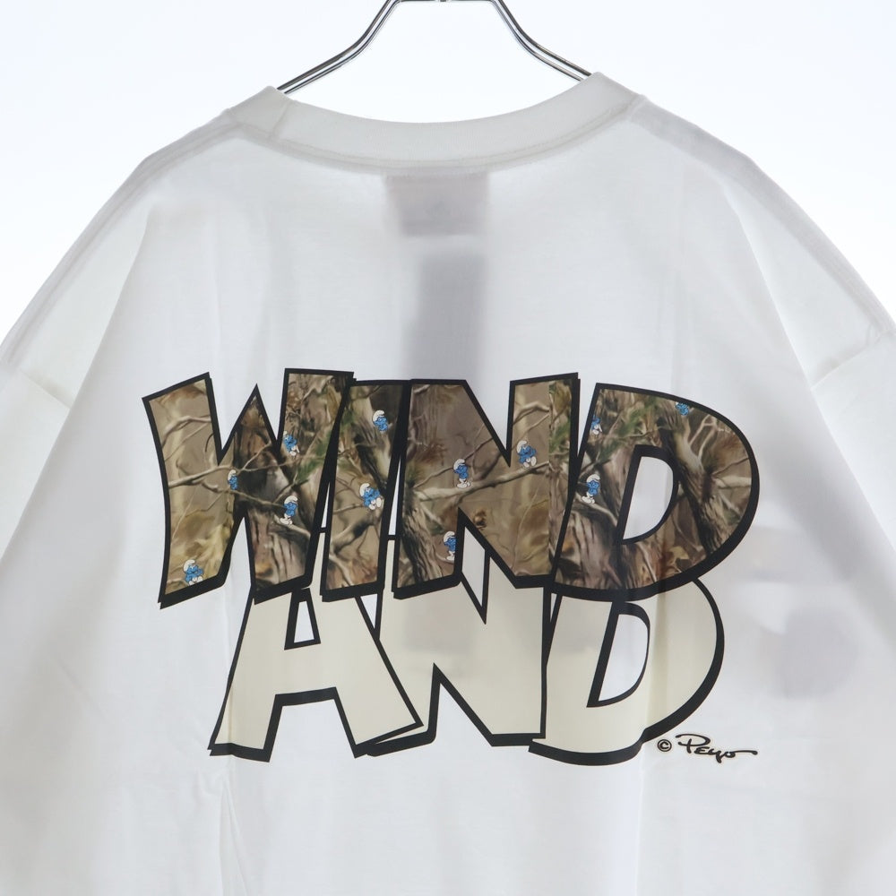 WIND AND SEA(ウィンダンシー) ×SMURF S/S TEE スマーフ プリント クルーネック 半袖Tシャツ カットソー ホワイト WDS-C-SMF-24-Q4-14