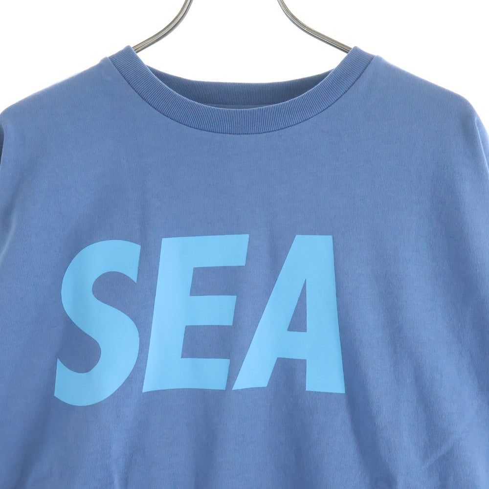 WIND AND SEA(ウィンダンシー) 25SS SEA LONG SLEEVE TEE ロゴプリント クルーネック 長袖Tシャツ カットソー ブルー WDS-O-SIG-25-Q3-CS-01