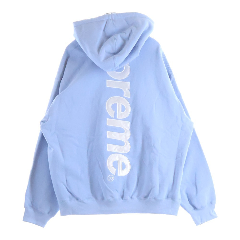 SUPREME(シュプリーム) 24AW Satin Applique Hooded Sweatshirt サテン アップリケ ロゴ スウェット プルオーバーパーカー フーディ ライトブルー