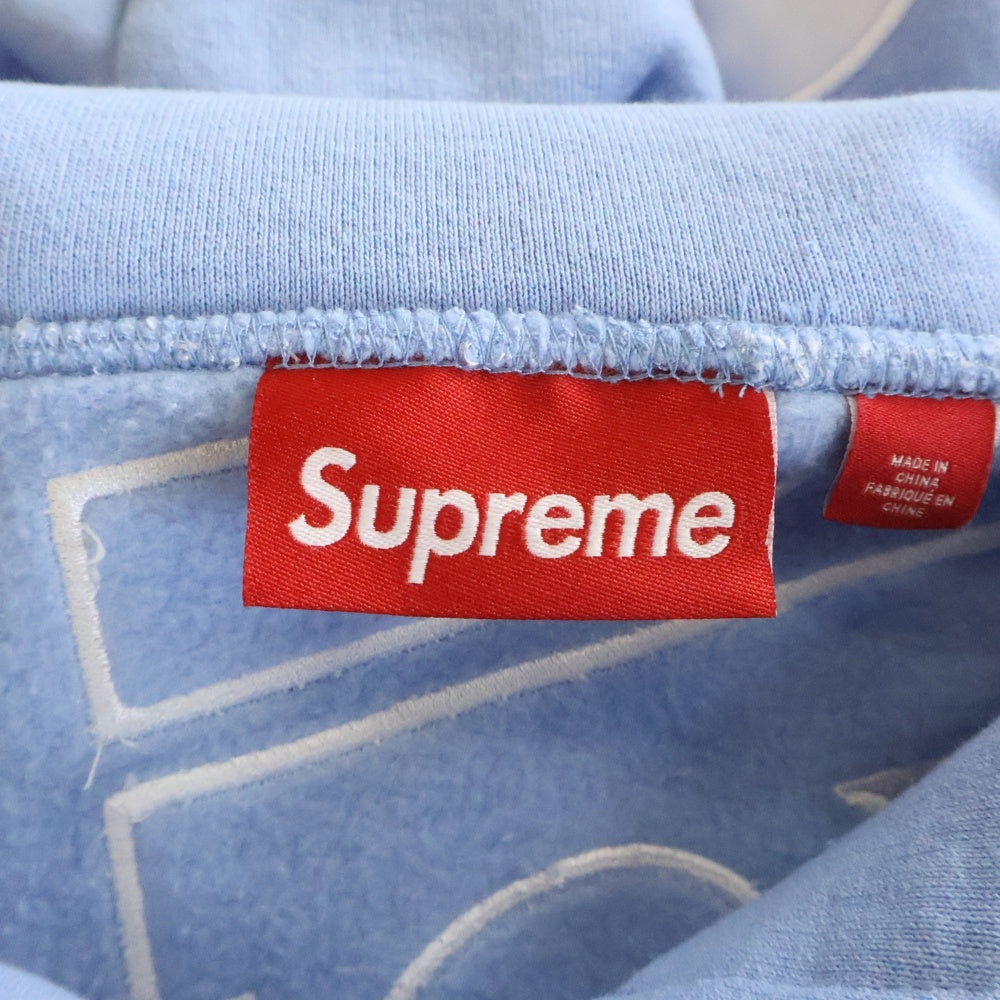 SUPREME(シュプリーム) 24AW Satin Applique Hooded Sweatshirt サテン アップリケ ロゴ スウェット プルオーバーパーカー フーディ ライトブルー