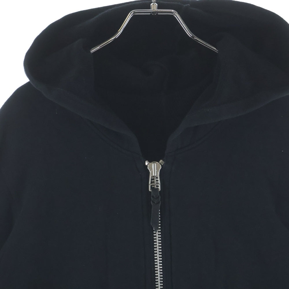 Roen(ロエン) レザースカルパッチ ジップアップ スウェットパーカー ブラック