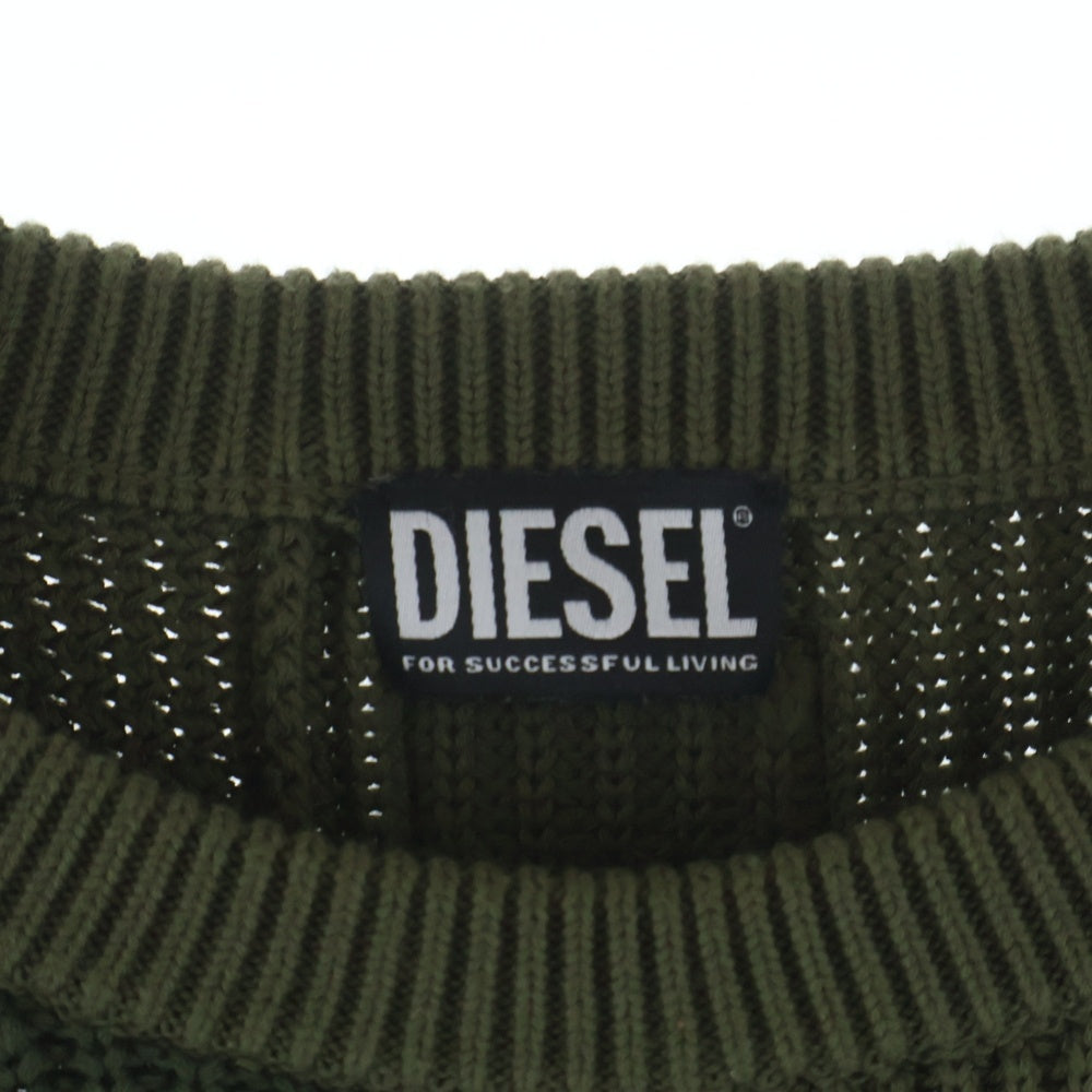 DIESEL(ディーゼル) K-YUKON 切り替え クルーネック ニットセーター カーキ A02860