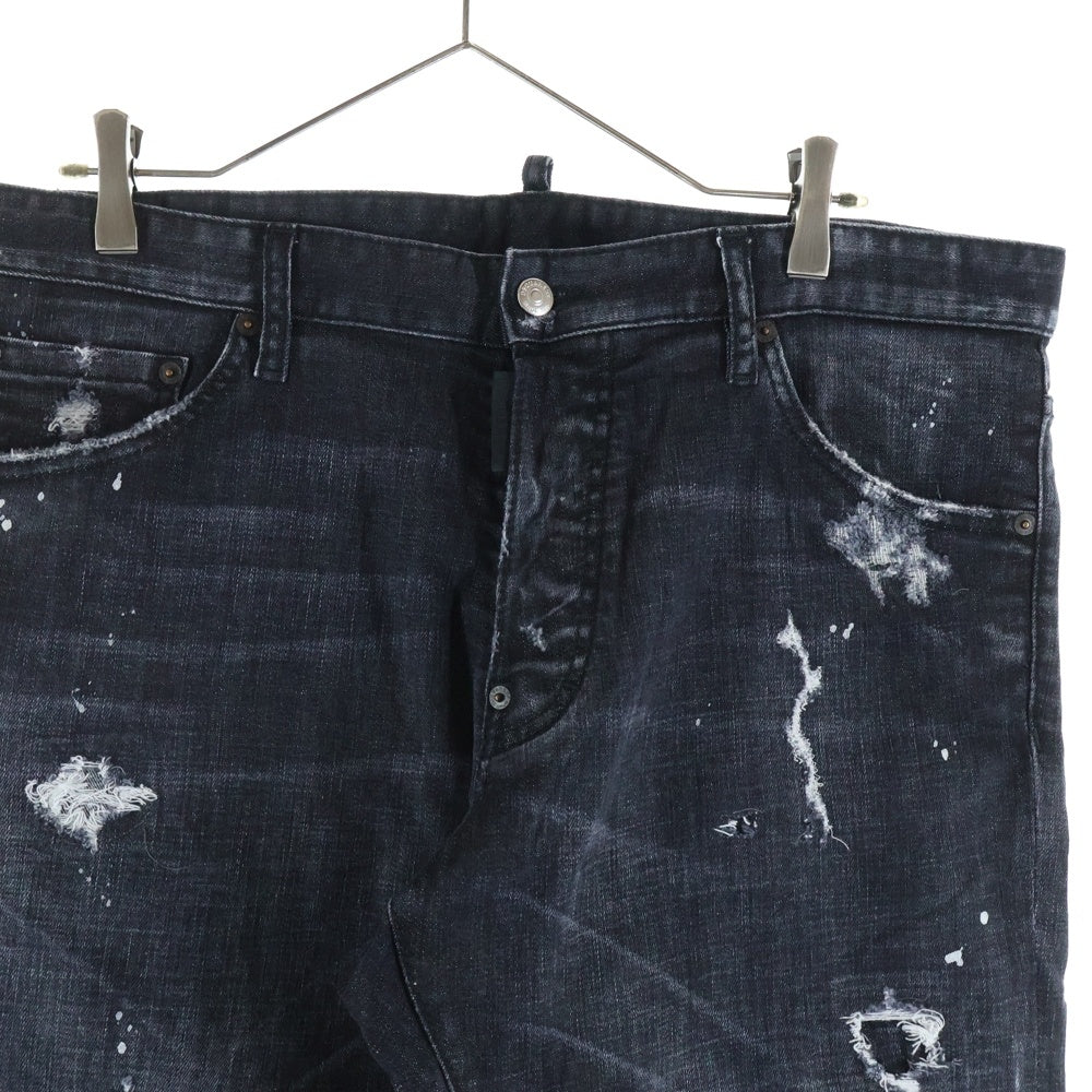 DSQUARED2(ディースクエアード) Tidy Biker タイディバイカー ダメージ デニムパンツ ブラック S74LB0489