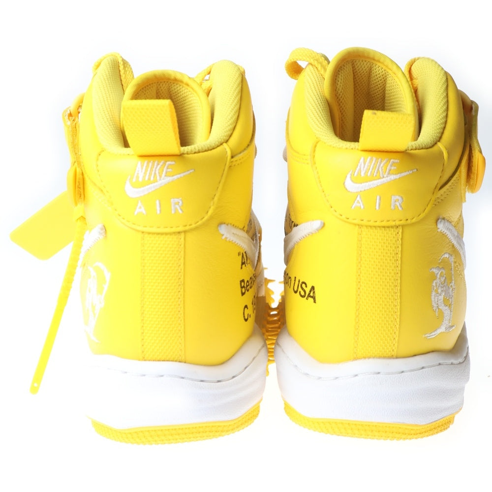 NIKE(ナイキ) ×OFF-WHITE AIR FORCE 1 MID SP LTHR オフホワイト エア フォース 1 ミッドカットスニーカー ホワイト/イエロー US13/31cm DR0500-101