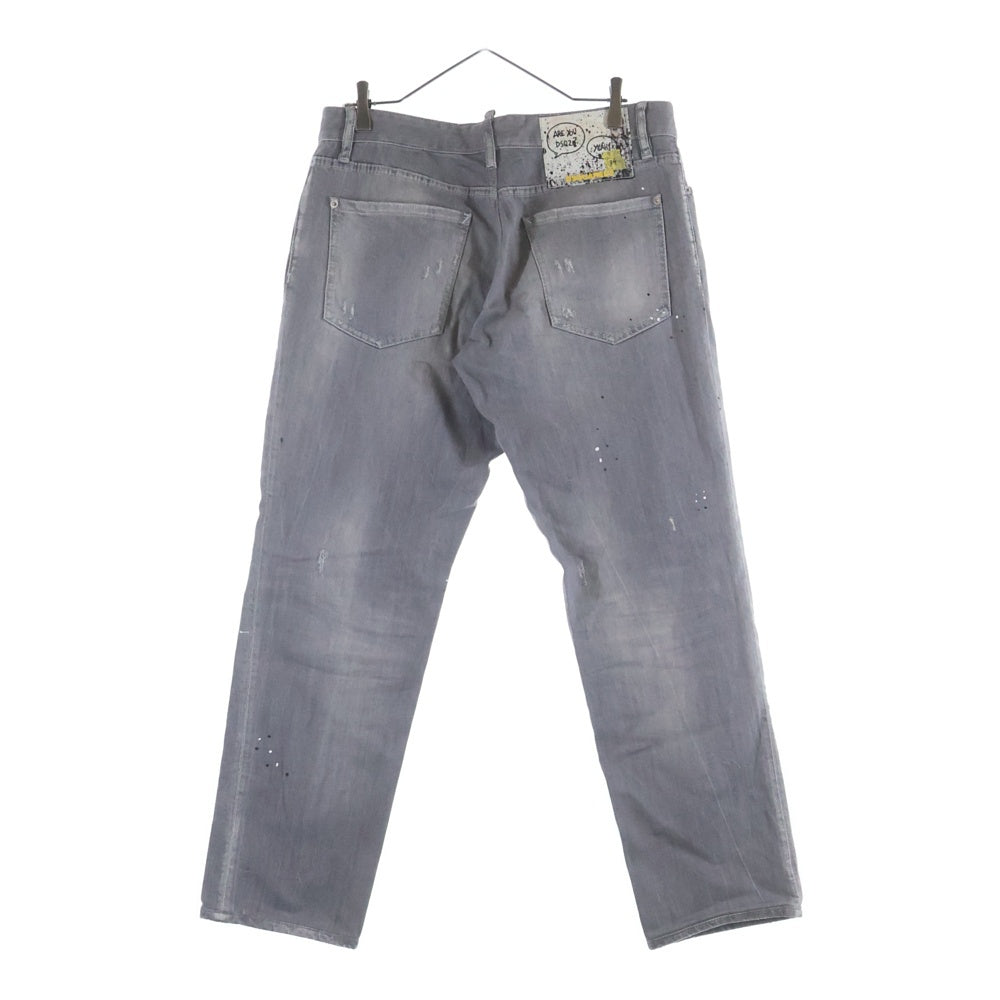 DSQUARED2(ディースクエアード) SLIM JEAN ペイント加工 ボタンフライ スリム デニムパンツ ジーンズ グレー S71LB0586 S30260