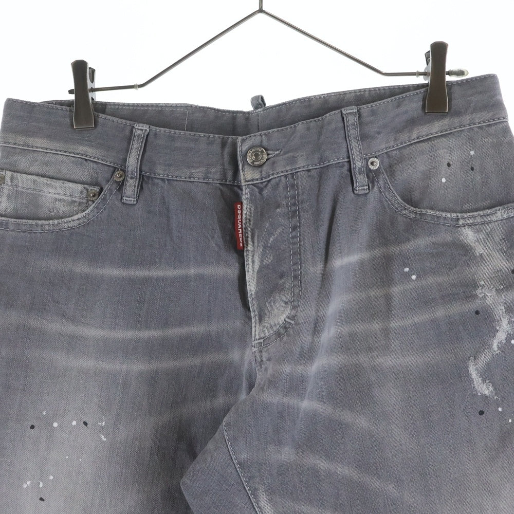 DSQUARED2(ディースクエアード) SLIM JEAN ペイント加工 ボタンフライ スリム デニムパンツ ジーンズ グレー S71LB0586 S30260