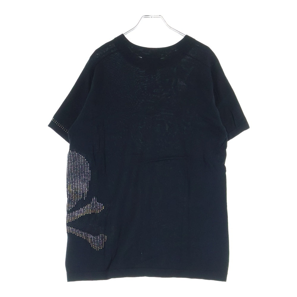 mastermind JAPAN(マスターマインドジャパン) スカル ラインストーン クルーネック半袖ニットTシャツ カットソー ブラック MQ-KN2-012