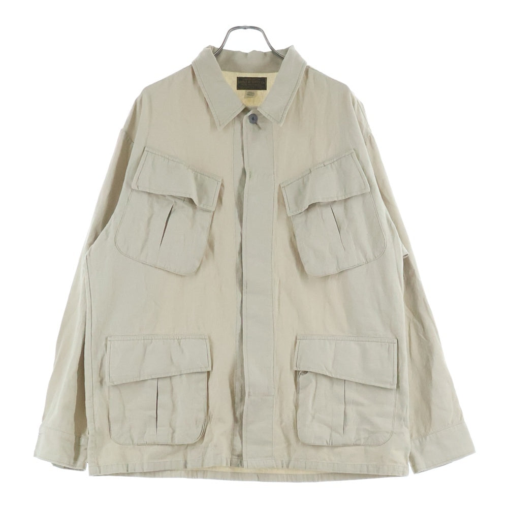 RRL(ダブルアールエル) 23SS ×RON HERMAN COTTON LINEN JACKET ロンハーマン コットンリネン 4ポケット ジャングルファティーグジャケット アイボリー