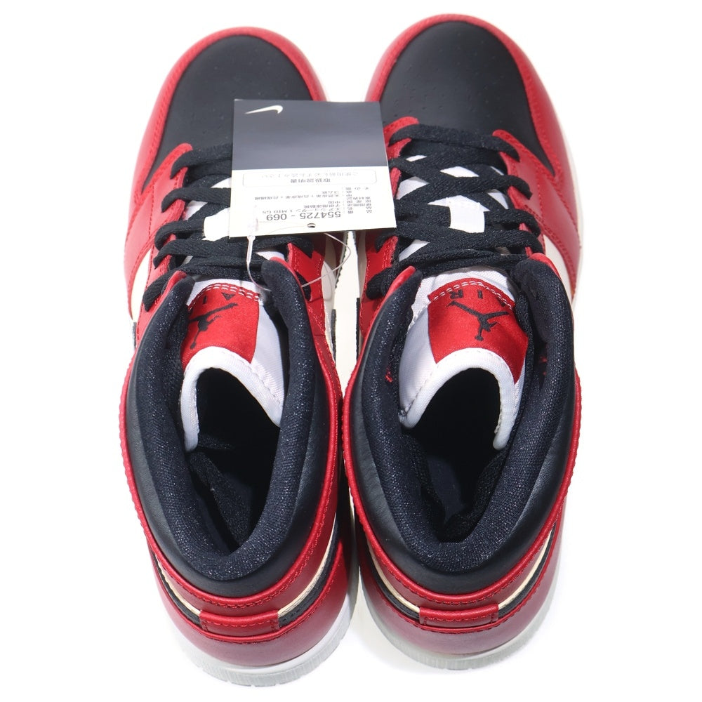 NIKE(ナイキ) AIR JORDAN 1 MID GS BLACK GYM RED エア ジョーダン ミッド ブラック ジム レッド ミッドカットスニーカー US7Y/25cm 554725-069 レディース