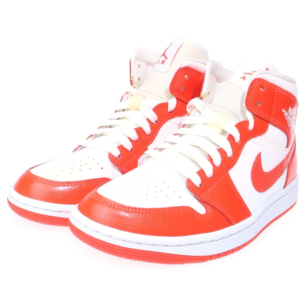 NIKE(ナイキ) WMNS AIR JORDAN 1 MID WHITE HABANERO RED ウィメンズ エアジョーダン1 ミッドカットスニーカー レッド/ホワイト US7.5/24.5cm BQ6472-116 レディース