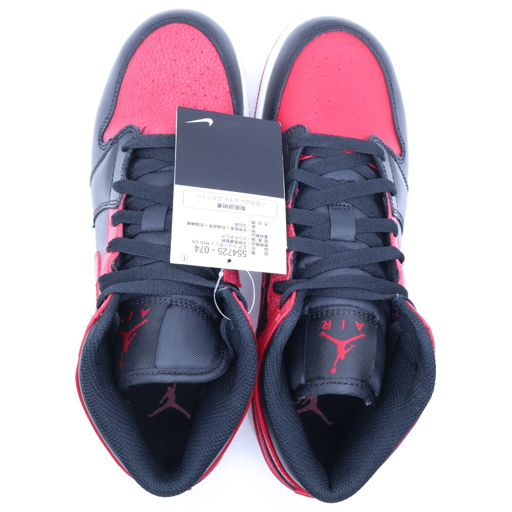 NIKE(ナイキ) AIR JORDAN 1 MID GS エアジョーダン ミッド ブレッド ローカットスニーカー ブラック/ホワイト/レッド US6.5Y/24.5cm 554725-074 レディース