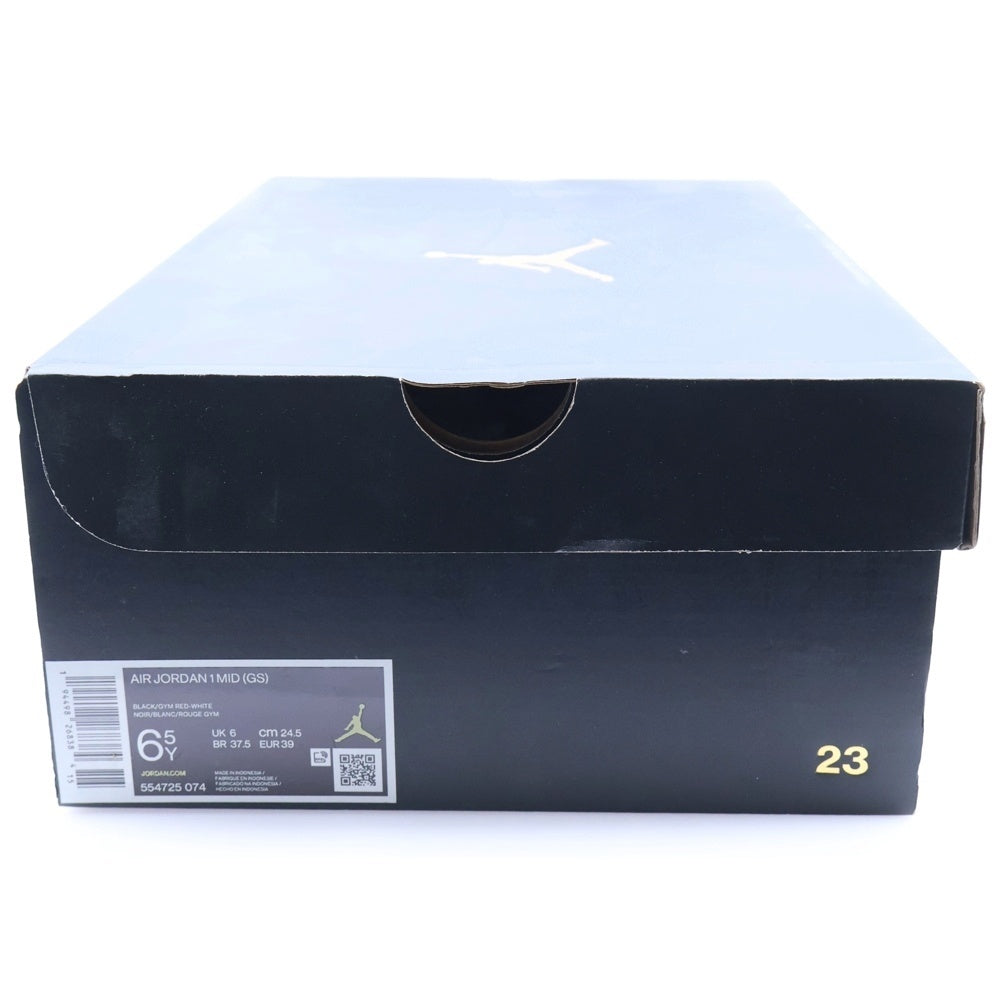 NIKE(ナイキ) AIR JORDAN 1 MID GS エアジョーダン ミッド ブレッド ローカットスニーカー ブラック/ホワイト/レッド US6.5Y/24.5cm 554725-074 レディース