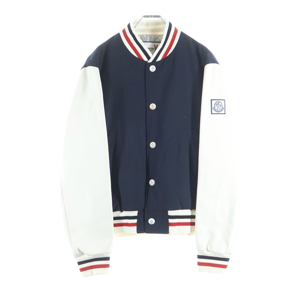 MONCLER GAMME BLEU(モンクレール・ガム・ブルー) 16SS レザー ダウンジャケット スタジャン ブルゾン ネイビー/ホワイト D13914036080 10212