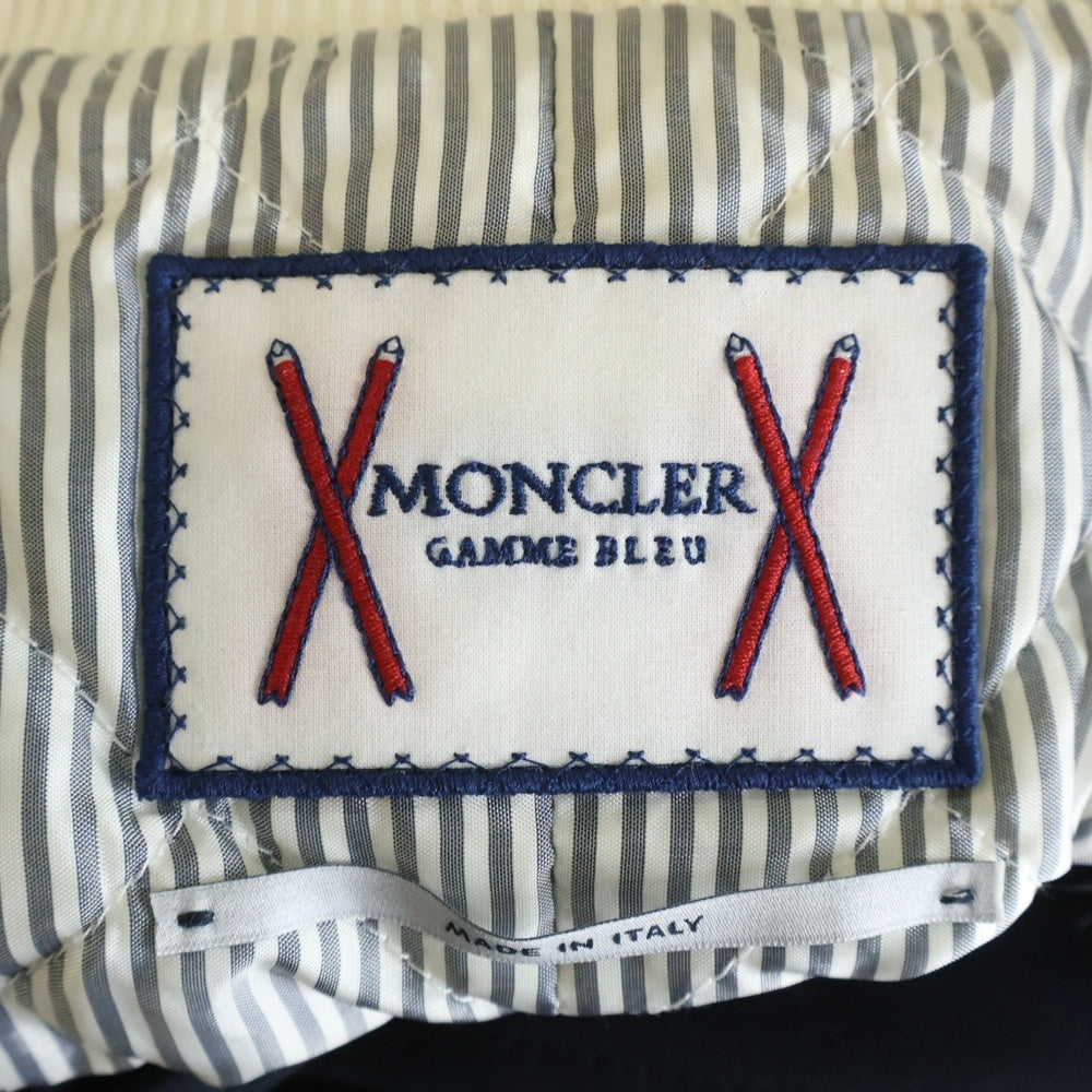 MONCLER GAMME BLEU(モンクレール・ガム・ブルー) 16SS レザー ダウンジャケット スタジャン ブルゾン ネイビー/ホワイト D13914036080 10212