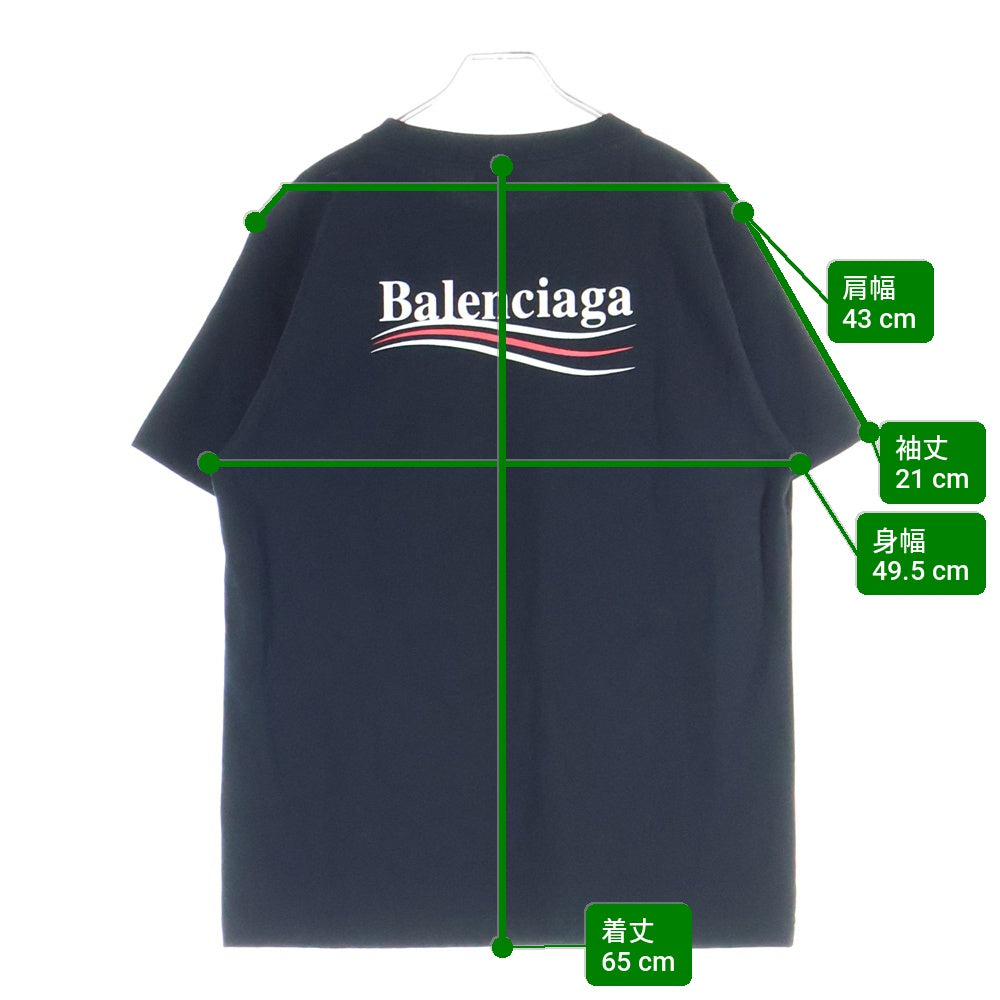 BALENCIAGA(バレンシアガ) 20AW キャンペーンロゴプリント クルーネック 半袖Tシャツ カットソー ブラック 620967 TIV52