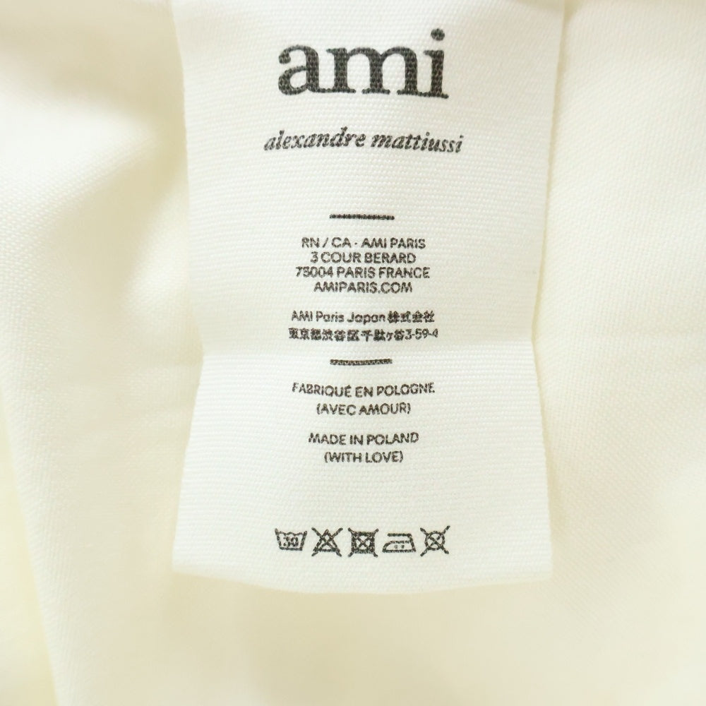 AMI Alexandre Mattiussi(アミアレクサンドルマテュッシ) 22AW ハートロゴ刺繍 ボタンダウン 長袖シャツ ホワイト BFHSH113.480