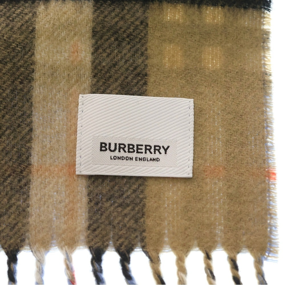 BURBERRY(バーバリー) ノバチェック カシミヤ ウール フリンジ マフラー ブルー/ベージュ 802478 レディース