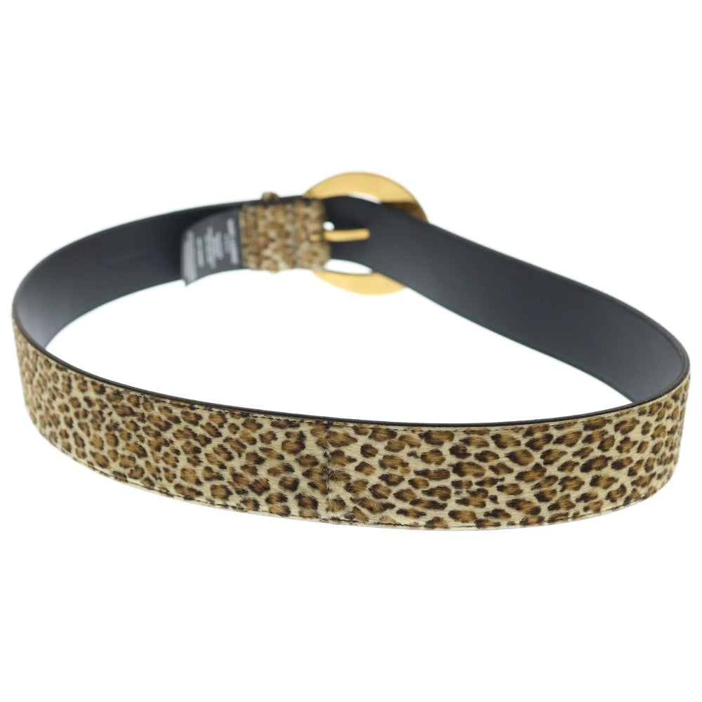 SAINT LAURENT PARIS(サンローランパリ) メタルバックル レオパード ハラコレザー ベルト ブラウン VCT606346 レディース