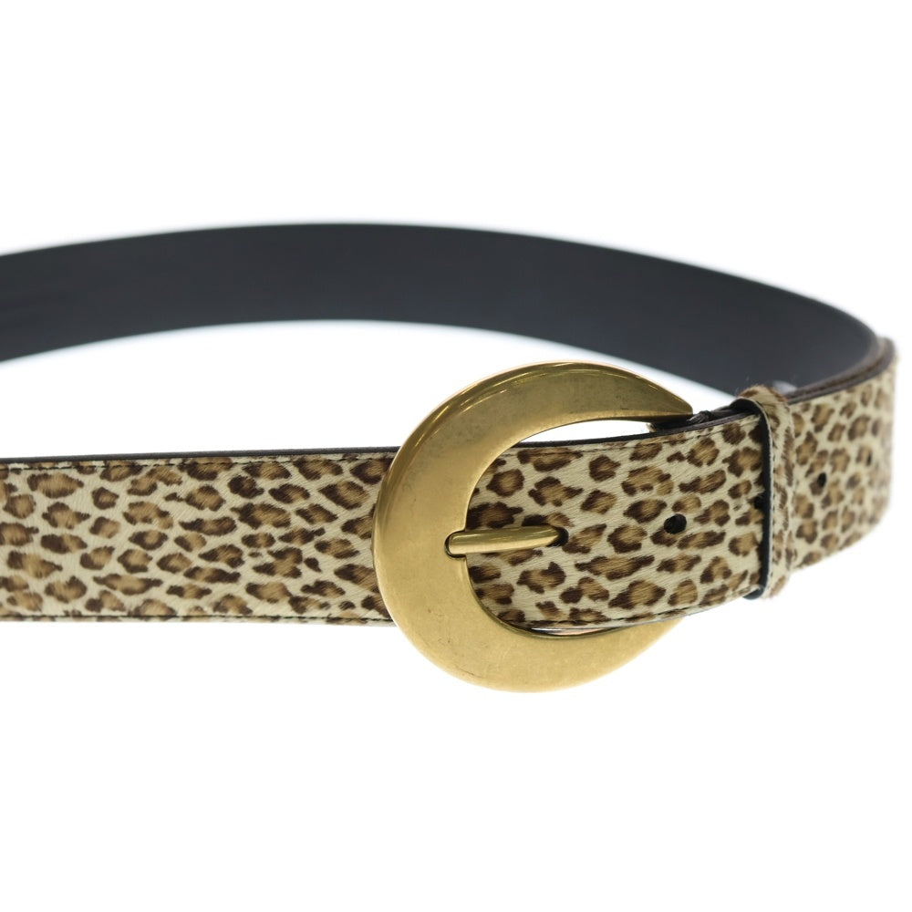 SAINT LAURENT PARIS(サンローランパリ) メタルバックル レオパード ハラコレザー ベルト ブラウン VCT606346 レディース