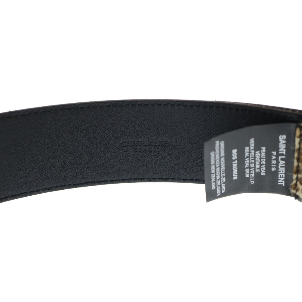 SAINT LAURENT PARIS(サンローランパリ) メタルバックル レオパード ハラコレザー ベルト ブラウン VCT606346 レディース