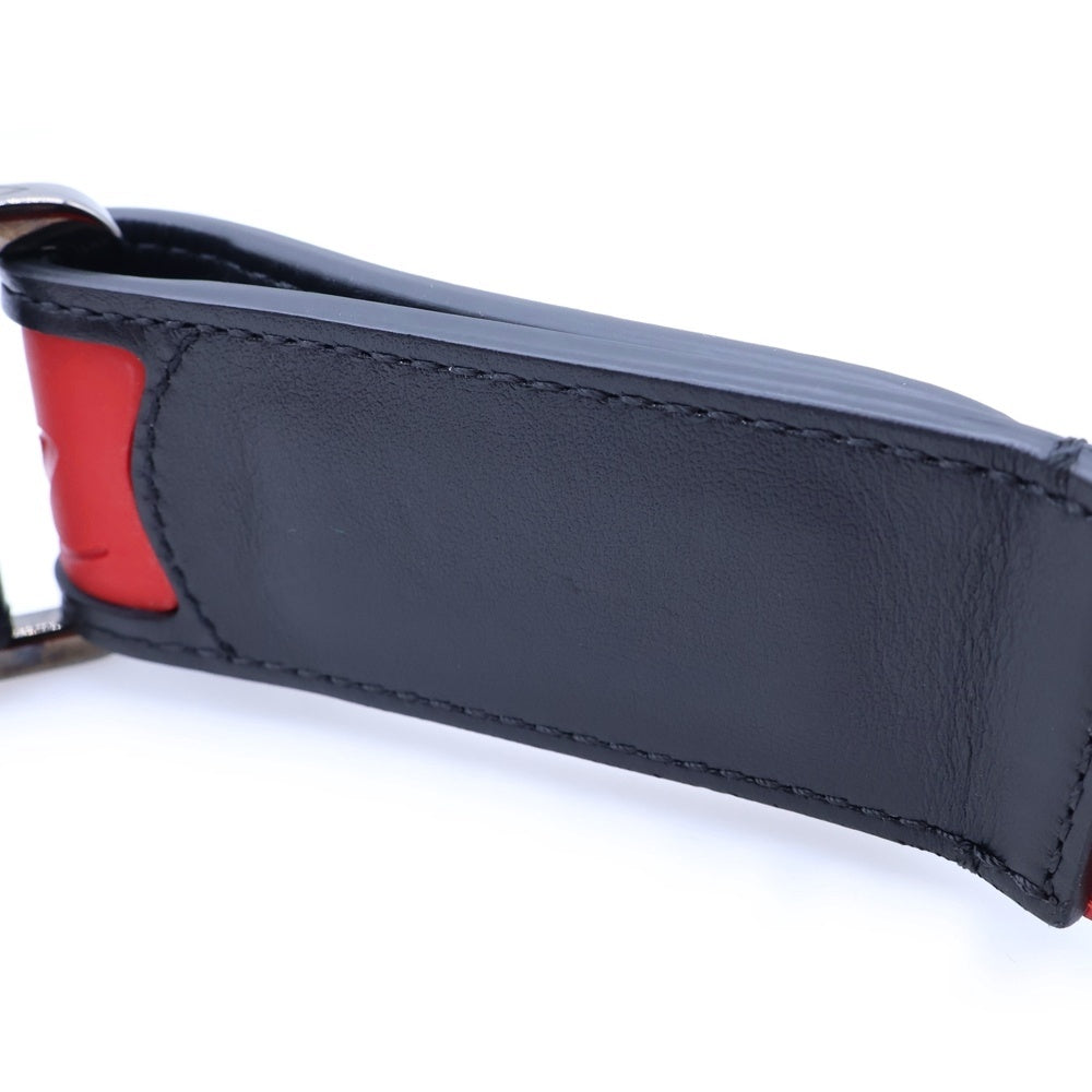 CHRISTIAN LOUBOUTIN(クリスチャンルブタン) スタッズ ベルクロ レザー ベルト ブラック/レッド