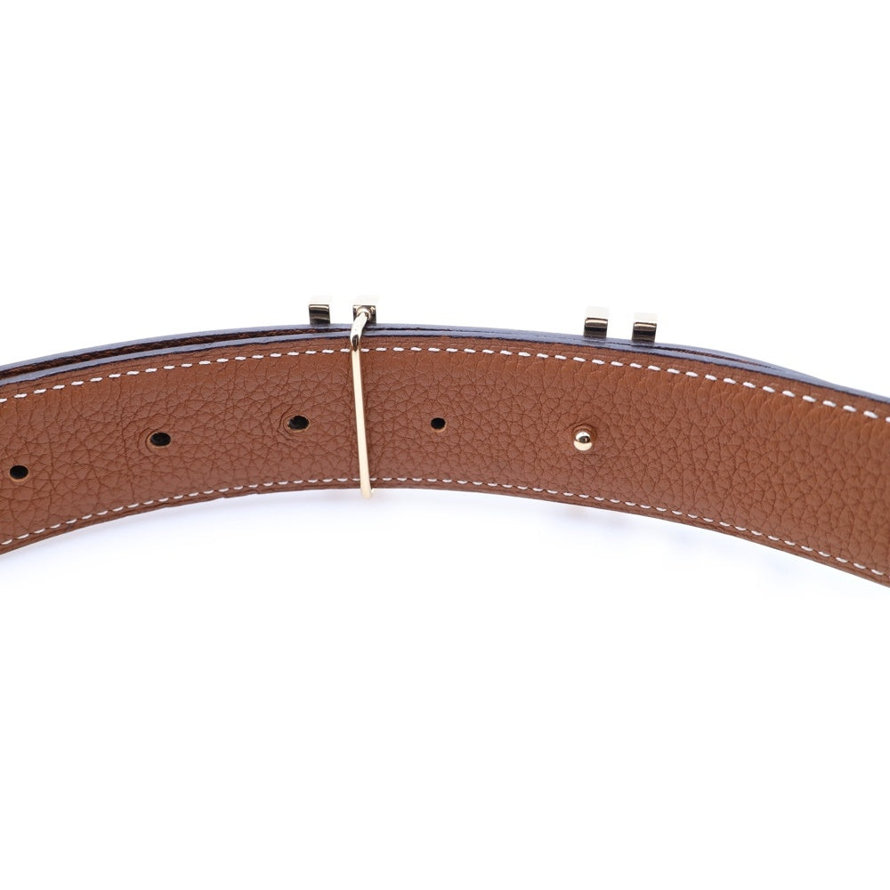 HERMES(エルメス) アッシュ オ カレ H ゴールド金具 A刻印 レザー リバーシブル ベルト ブラック/ブラウン
