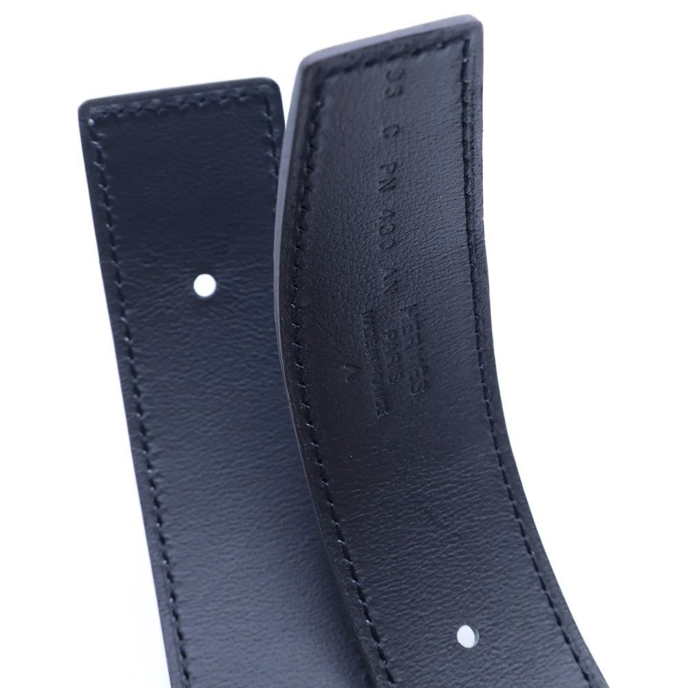 HERMES(エルメス) バックルなし C刻印 ポロサス クロコ レザー リバーシブル ベルト グレー/ブラック