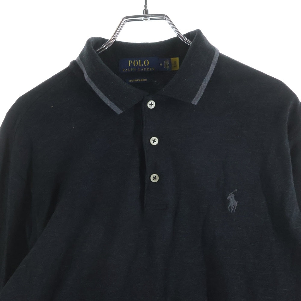 POLO RALPH LAUREN(ポロラルフローレン) ポニー刺繍 コットン 長袖 ポロシャツ グレー