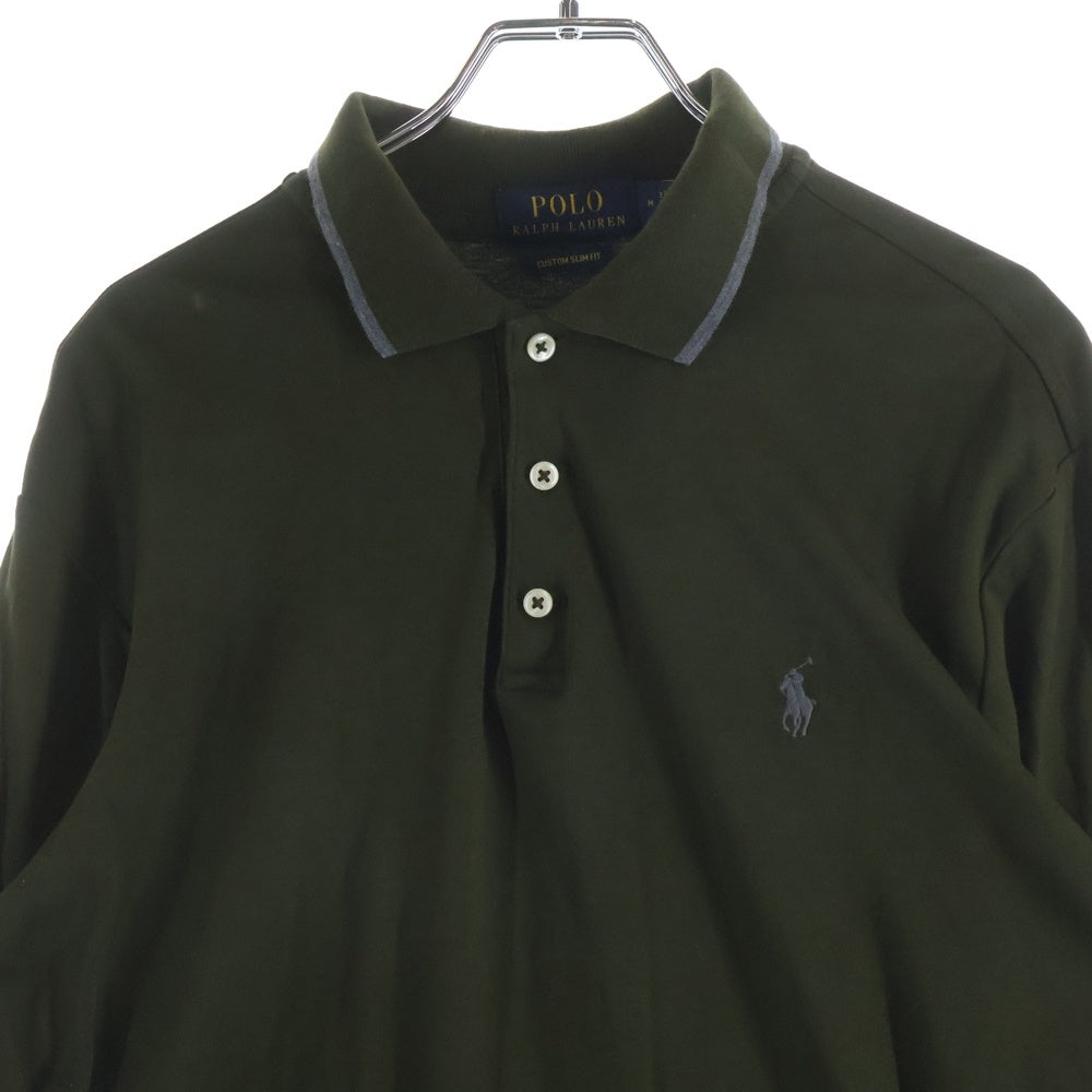 POLO RALPH LAUREN(ポロラルフローレン) ポニー刺繍 コットン 長袖 ポロシャツ カーキ