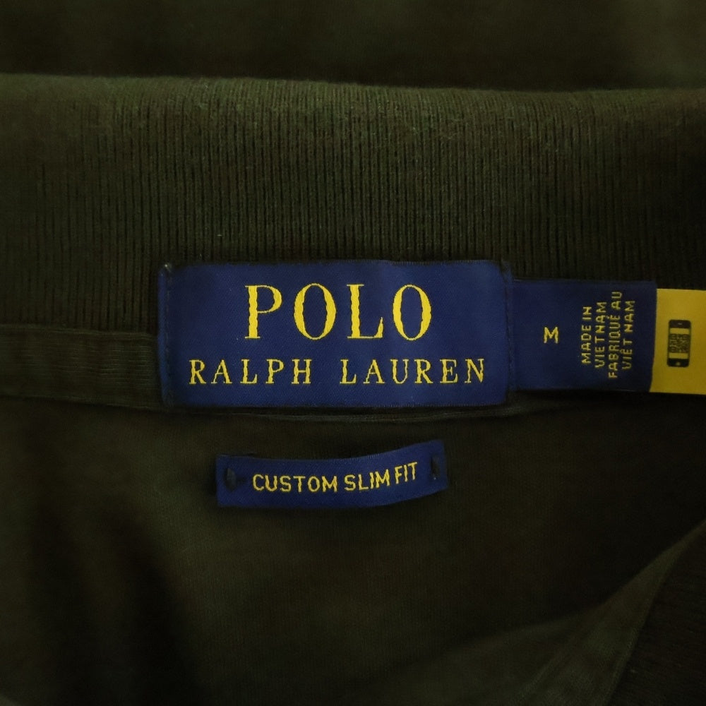POLO RALPH LAUREN(ポロラルフローレン) ポニー刺繍 コットン 長袖 ポロシャツ カーキ