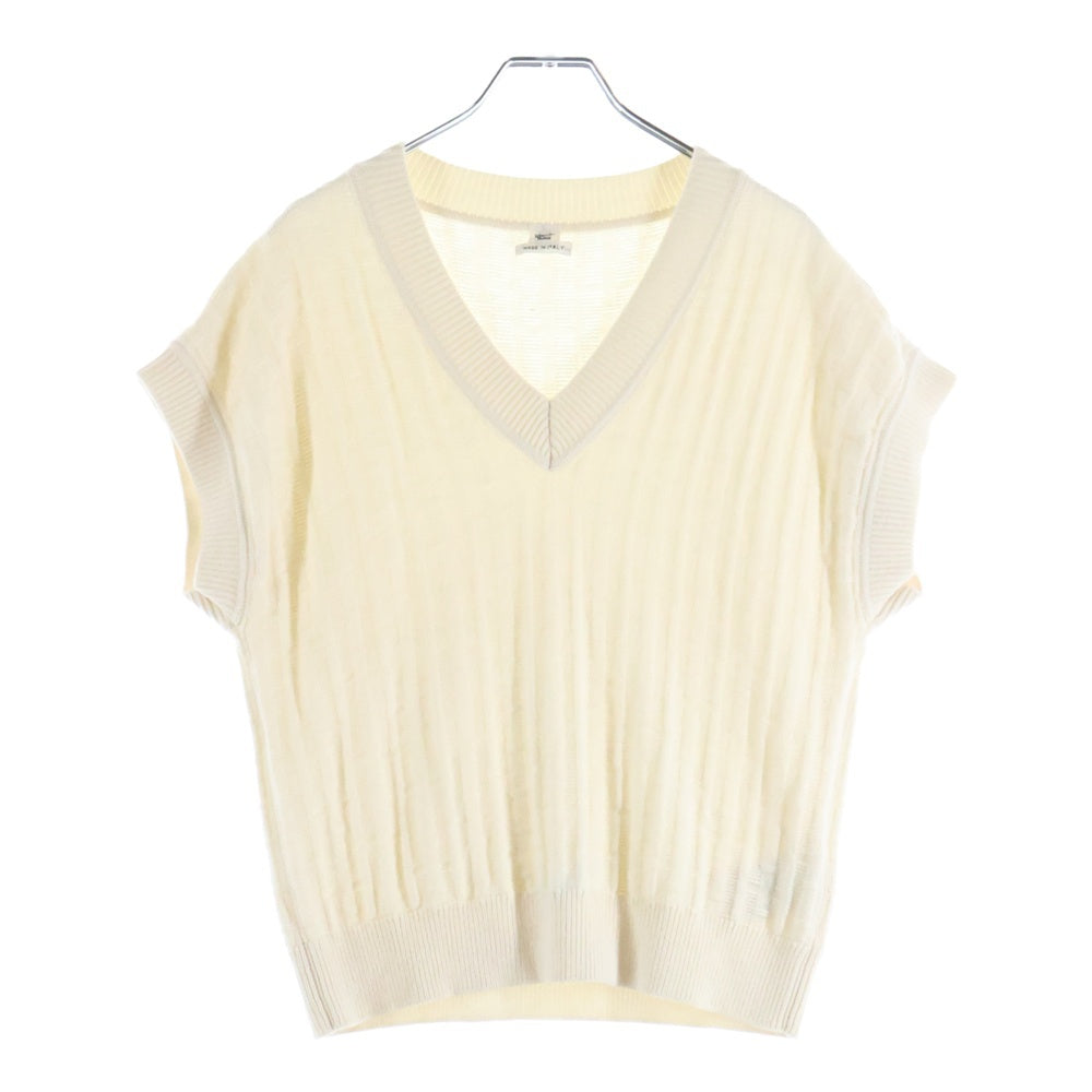 HERMES(エルメス) Hジャガード Vネック ニットベスト アイボリー レディース