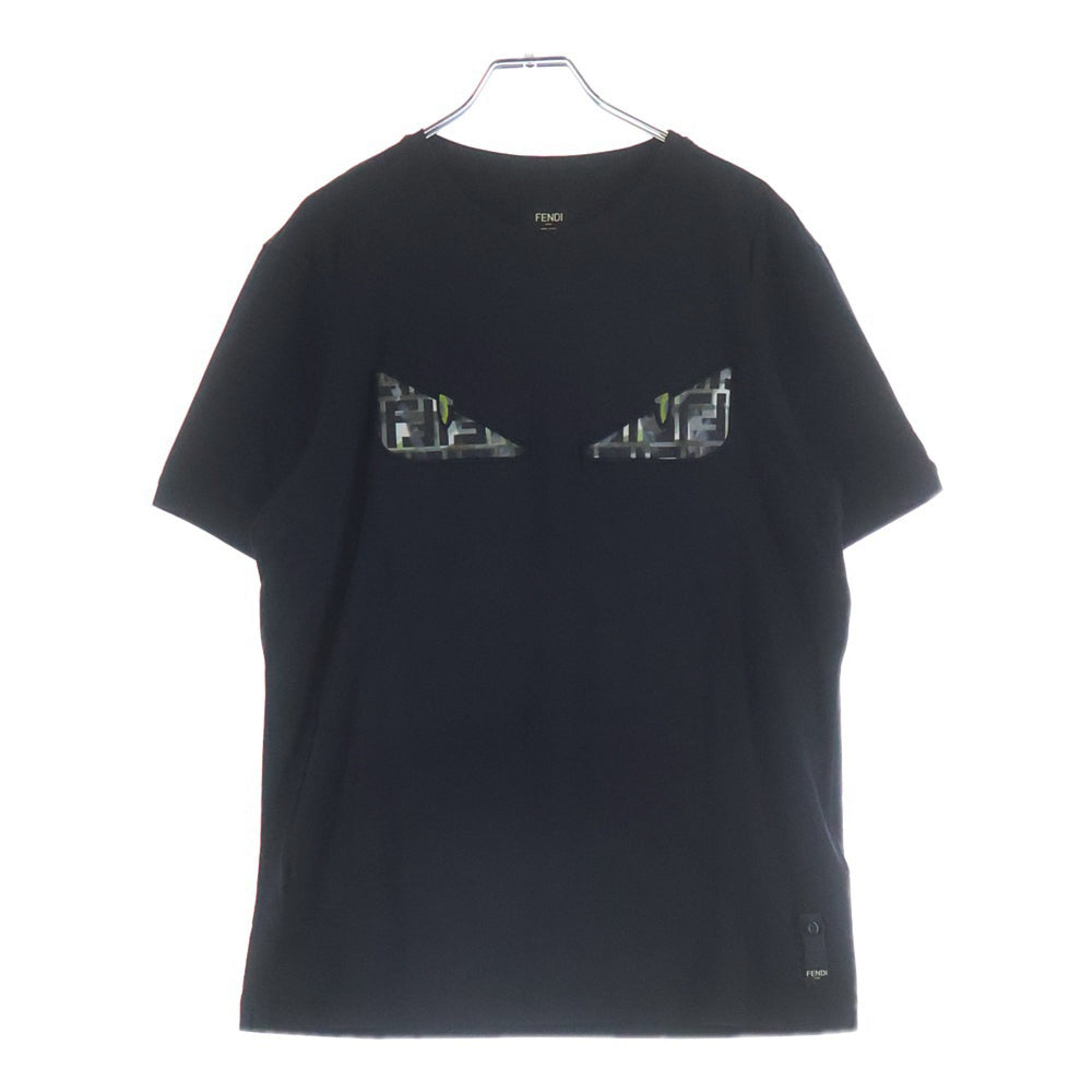 FENDI(フェンディ) バグズアイ モンスター クルーネック 半袖Tシャツ カットソー ブラック FY0894 ABR7