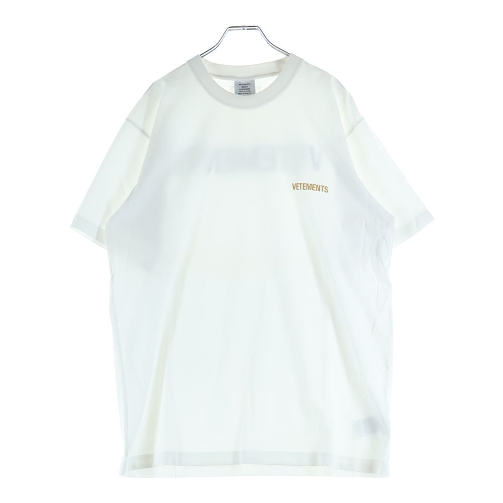 VETEMENTS(ヴェトモン) 21AW フロントバックロゴプリント 刺繍 クルーネック 半袖Tシャツ カットソー ホワイト UA52TR240W