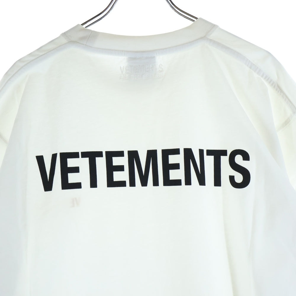 VETEMENTS(ヴェトモン) 21AW フロントバックロゴプリント 刺繍 クルーネック 半袖Tシャツ カットソー ホワイト UA52TR240W
